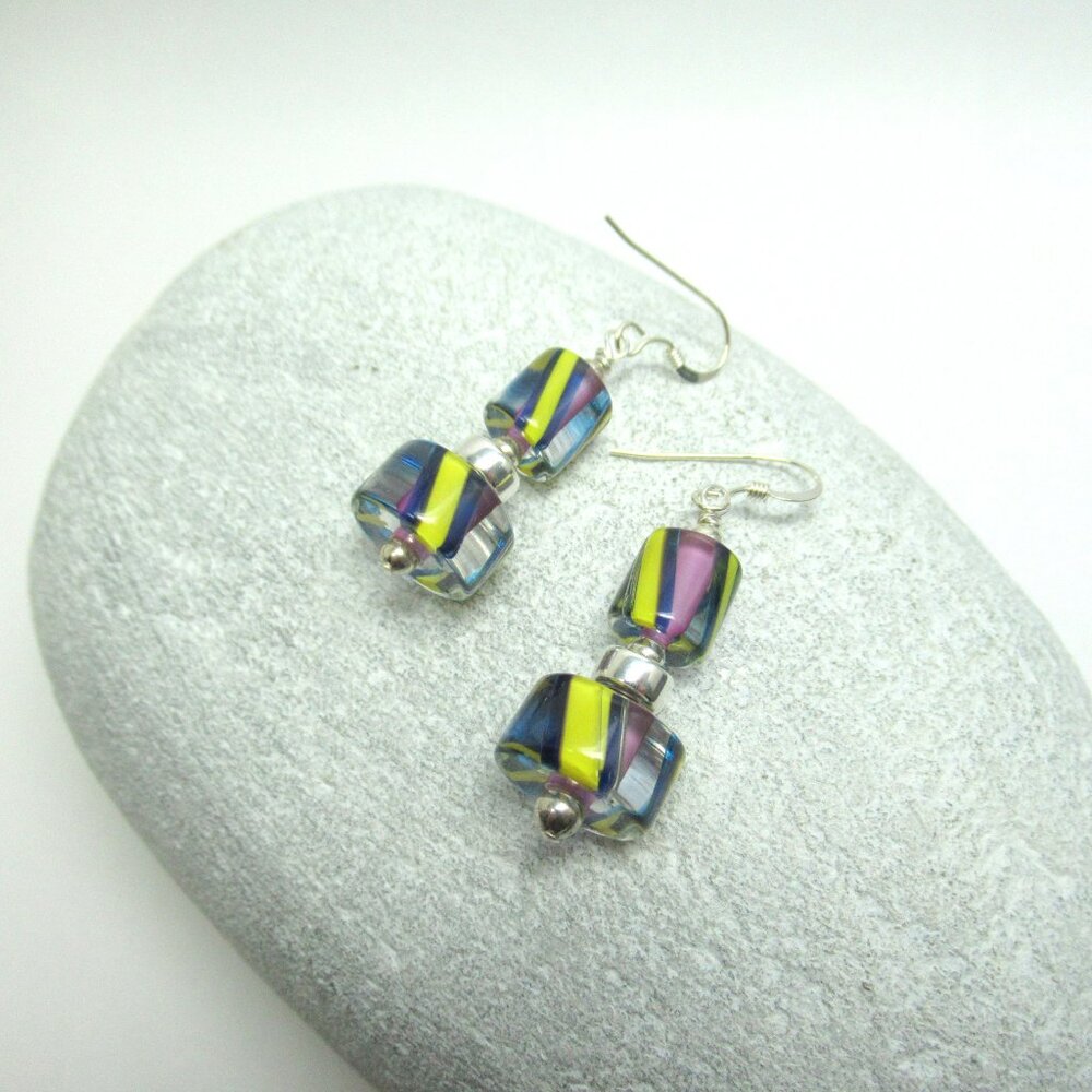 Cane glass earrings